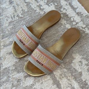 Christian Dior Gold Slides size 38.5